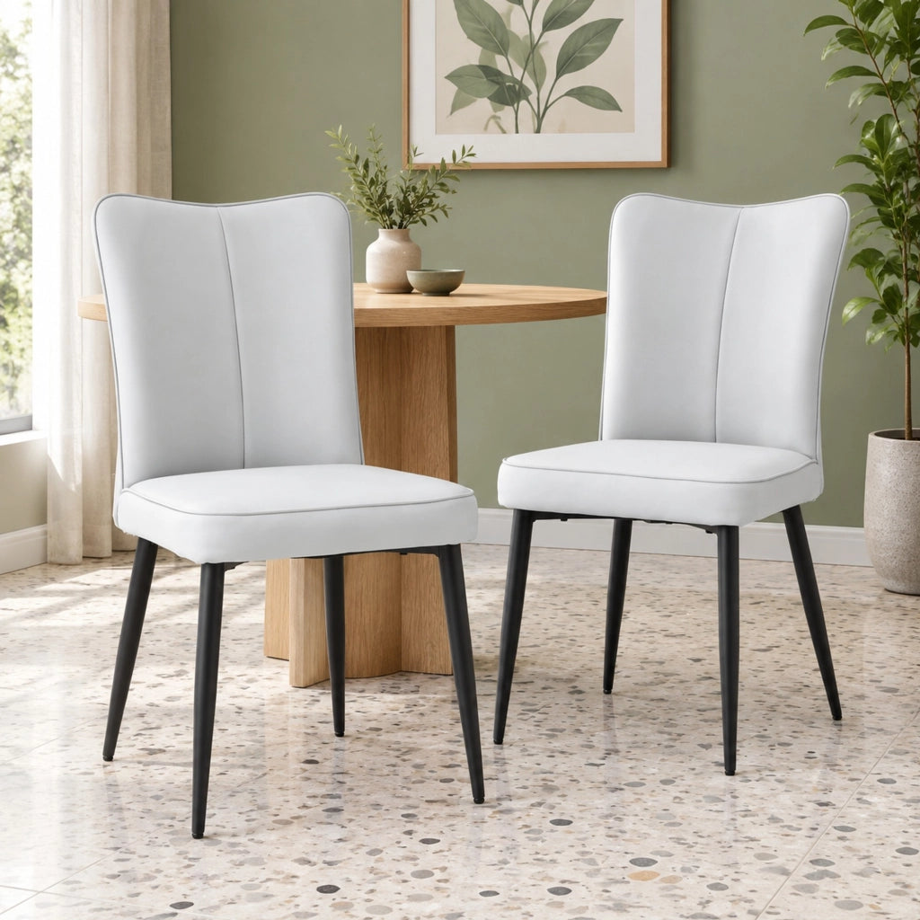 Set di 2 sedie da pranzo in PU grigio chiaro con gambe nere