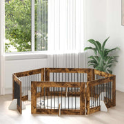 Cancello per cani con supporti 6 pcs Rovere Fumo 100 x 60 cm