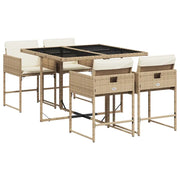 Set da Pranzo da Giardino 5 pz | Set Salotto da Giardino con Cuscini Beige in Polyrattan