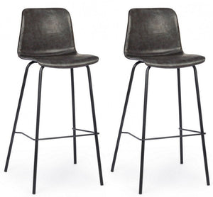 Set 2 Sgabelli Bar 39x44x103,5h cm Kyra Pu Antracite Vintage