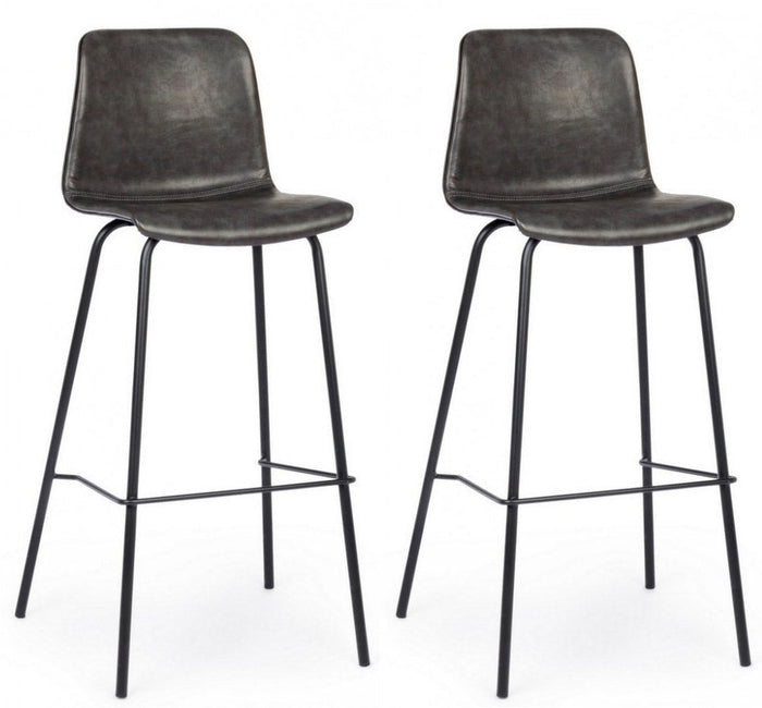 Set 2 Sgabelli Bar 39x44x103,5h cm Kyra Pu Antracite Vintage