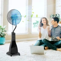 Ventilatore A Piedistallo Nebulizzatore 90 W Telecomando Timer 3 Modalità 3 Velocità Oscillante, Inclinabile - Nero