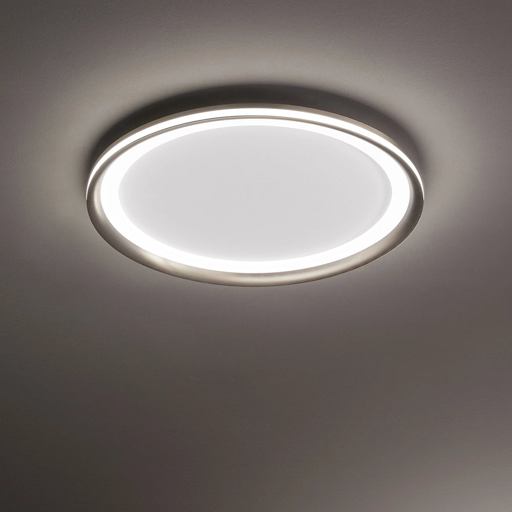 Plafoniera Moderna Edge Alluminio Grigio Acrilico Led 38W 3000K