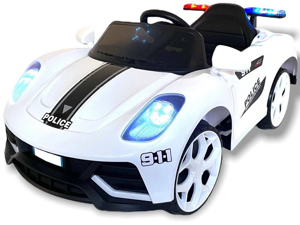 Macchina Elettrica della Polizia per Bambini 6V Police Bianca
