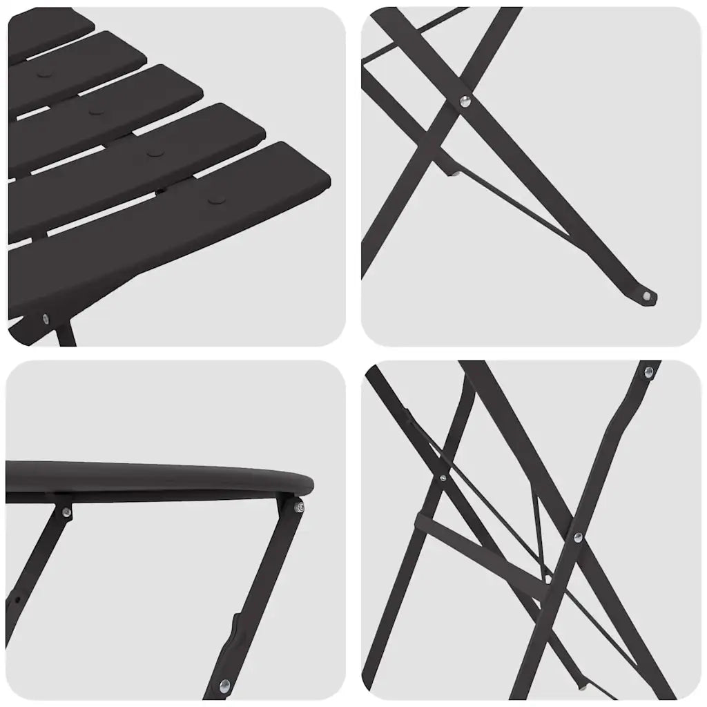 Set Bistro Pieghevole 3 pz | Set Salotto da Giardino Antracite Acciaio