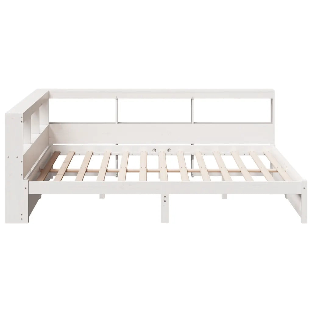 Letto Libreria senza Materasso-Struttura Letto con contenitore Bianco 150x200 cm Legno di Pino 878334