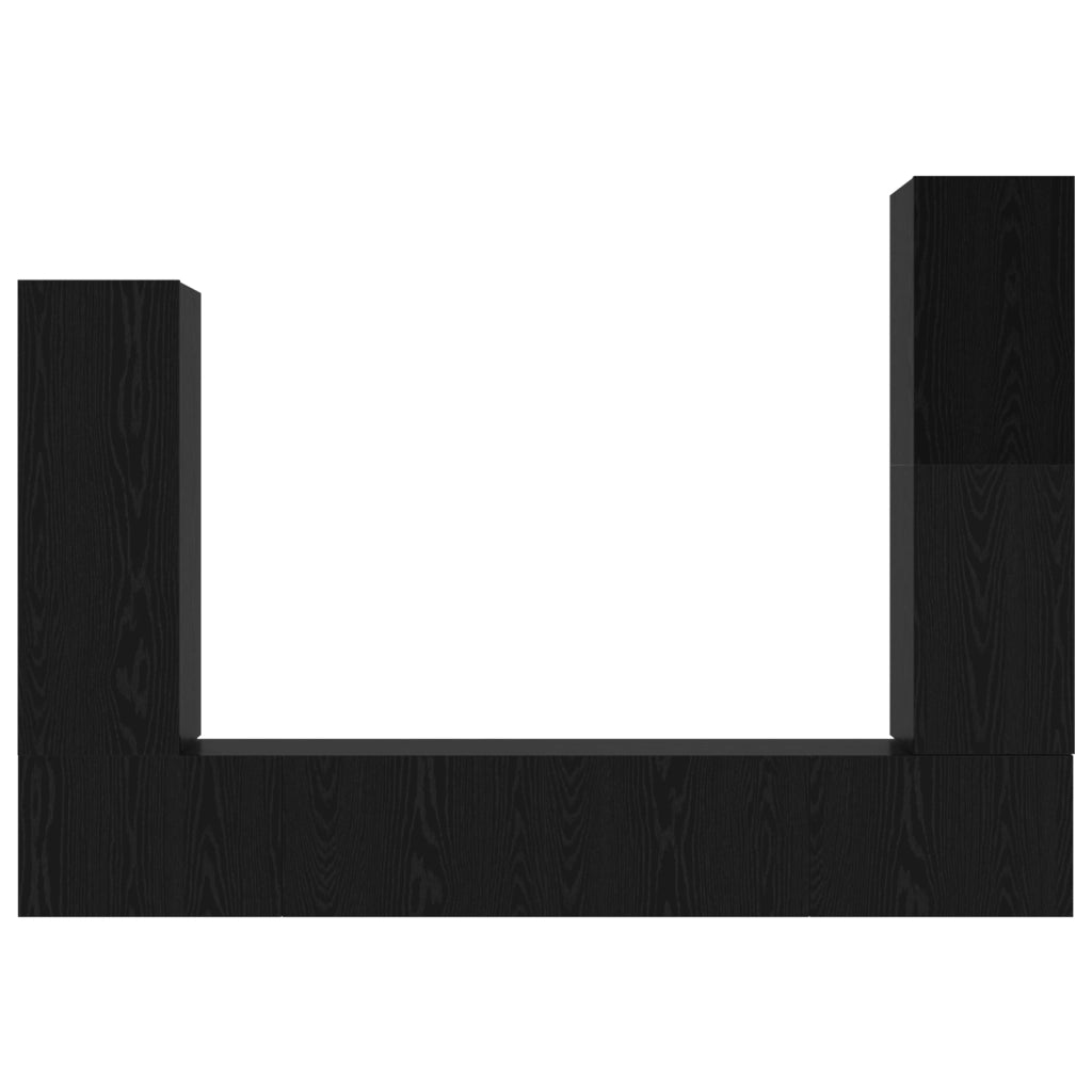 Set Armadi TV 4 Pezzi Montato a Muro Rovere Nero Legno Ingegnerizzato