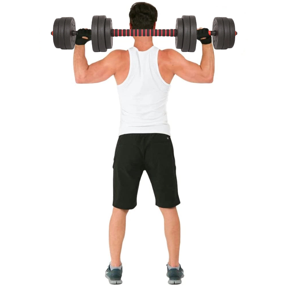Set Manubri da 25kg (4x2.5kg+4x2kg+4x1.5kg) Bilanciere Pesi Fitness Rosso e Nero