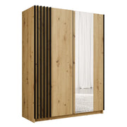Armadio VARIA 2 porte scorrevoli con specchio in quercia e nero 150 cm