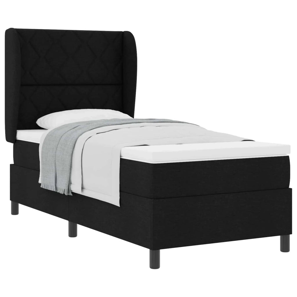 Letto a molle con materasso Nero 90 x 190 cm Tessuto 3340601
