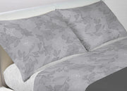 Coppia Federe Cuscino Letto Bottoni Laterali 100% Cotone Disegno Lily - Federe - Grigio
