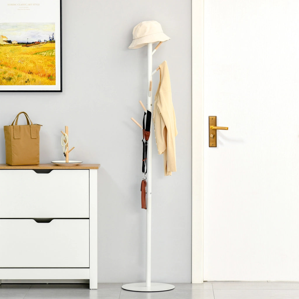 Appendiabiti a muro in legno con 6 ganci ¨C zephmum ¨C bianco 35x35x174 cm