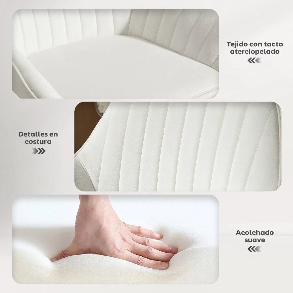 Sgabello da Bar Girevole con Schienale e Poggiapiedi ¨C Minimal ¨C Altezza Regolabile 62-83 cm, Velluto, Crema