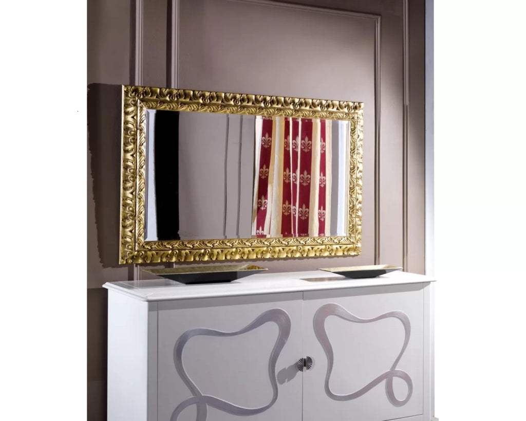 Mobili2g - specchiera in foglia oro rettangolare misure: l.90 x h. 200 x p. 4