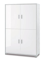 Mobile 4 Ante 107x162x41 cm Bianco Fiammato/Bianco Lucido