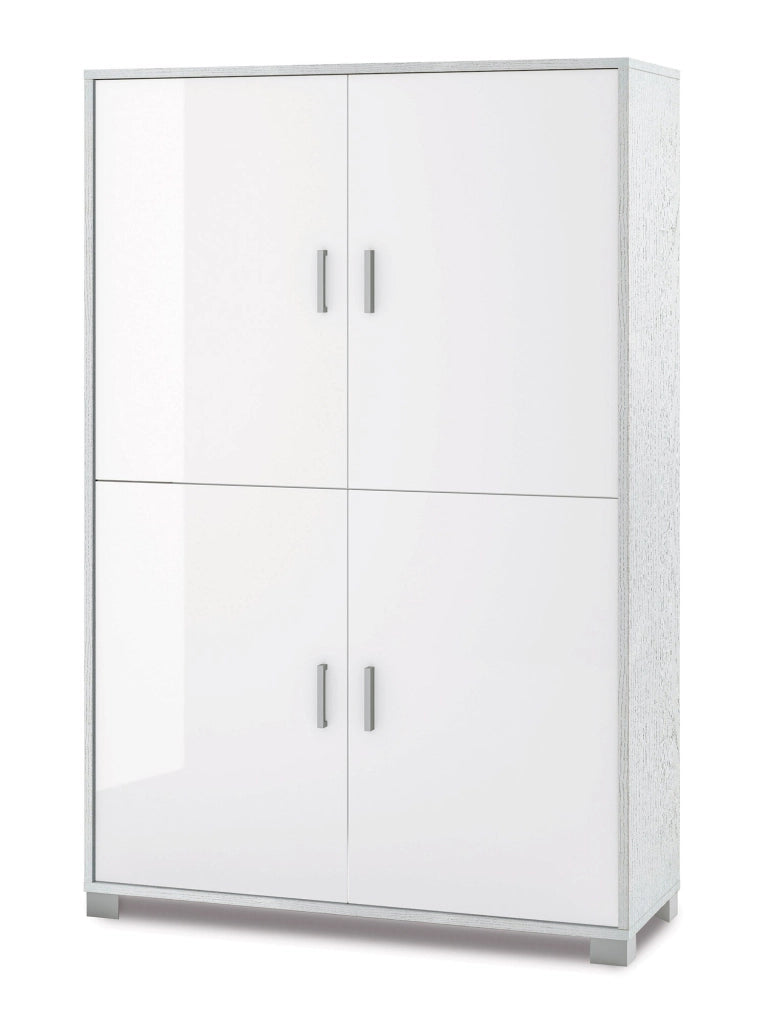 Mobile 4 Ante 107x162x41 cm Bianco Fiammato/Bianco Lucido
