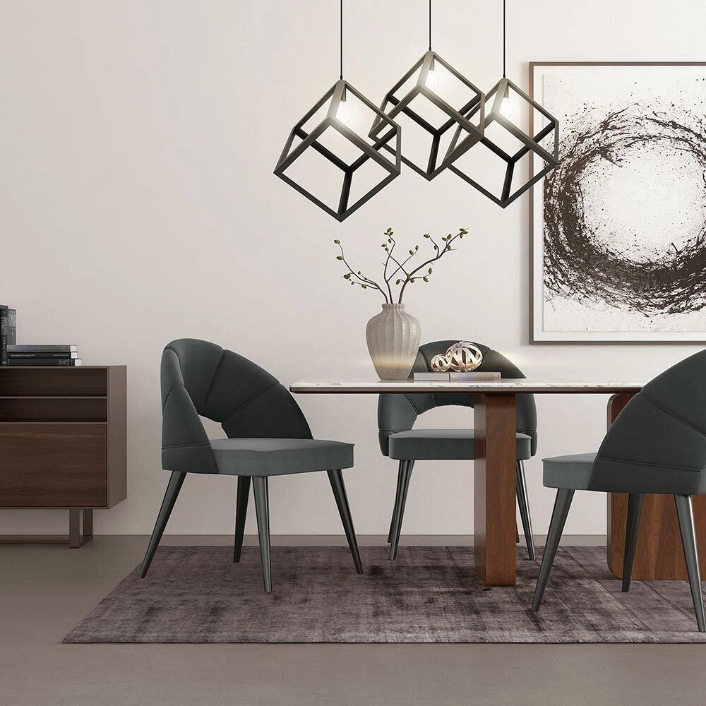 Lampadario Lampada Sospensione Cubo 28cm Design Moderno Paralume Metallo Nero