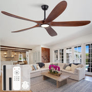 Ventilatore da soffitto 60 pollici con luce, ultrapiatto, 5 pale legno massello noce scuro, 3CCT dimmerabile, 6 velocit¨¤, aria silenziosa