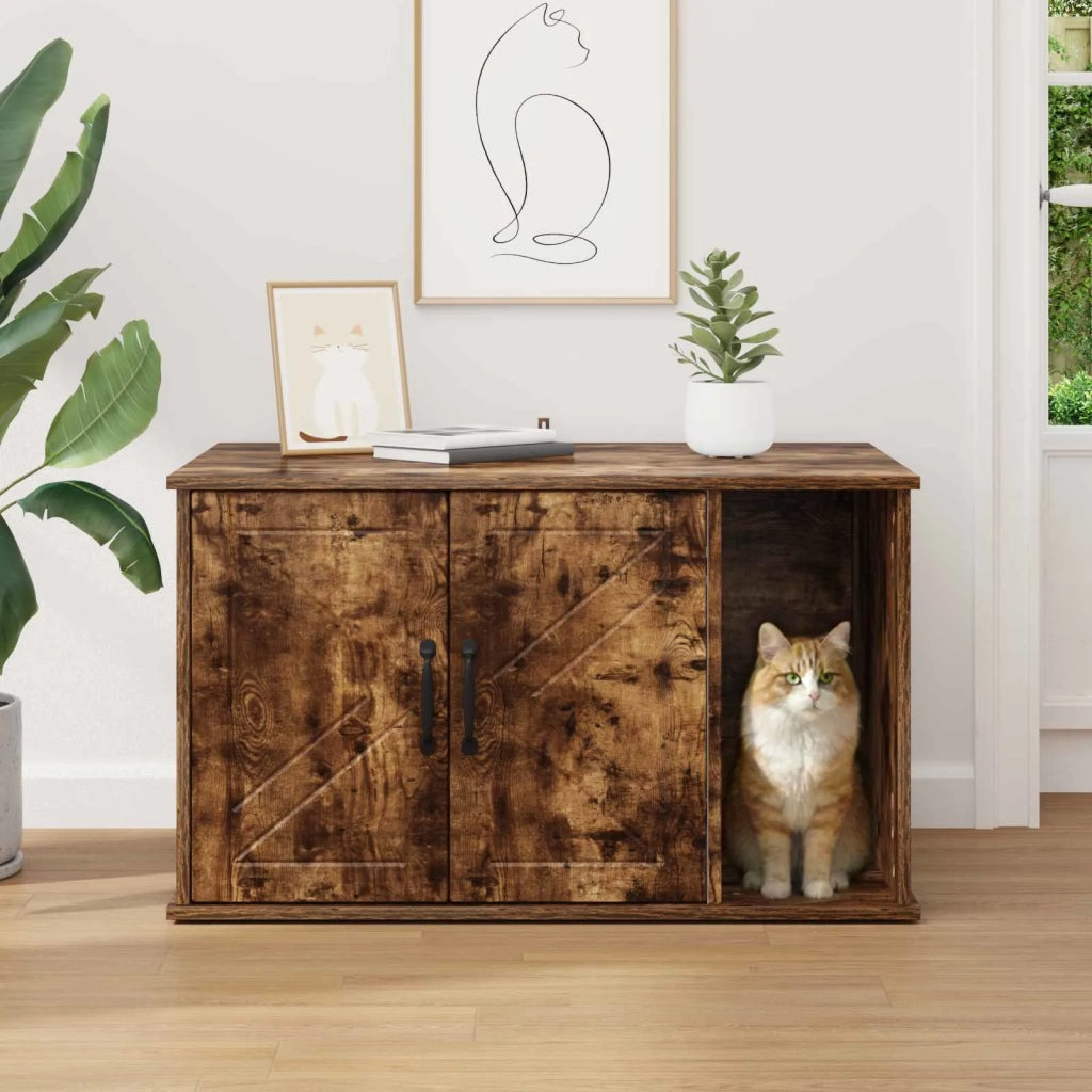 Casa per Gatti Rovere fumé 85 x 55 x 50 cm Legno multistrato