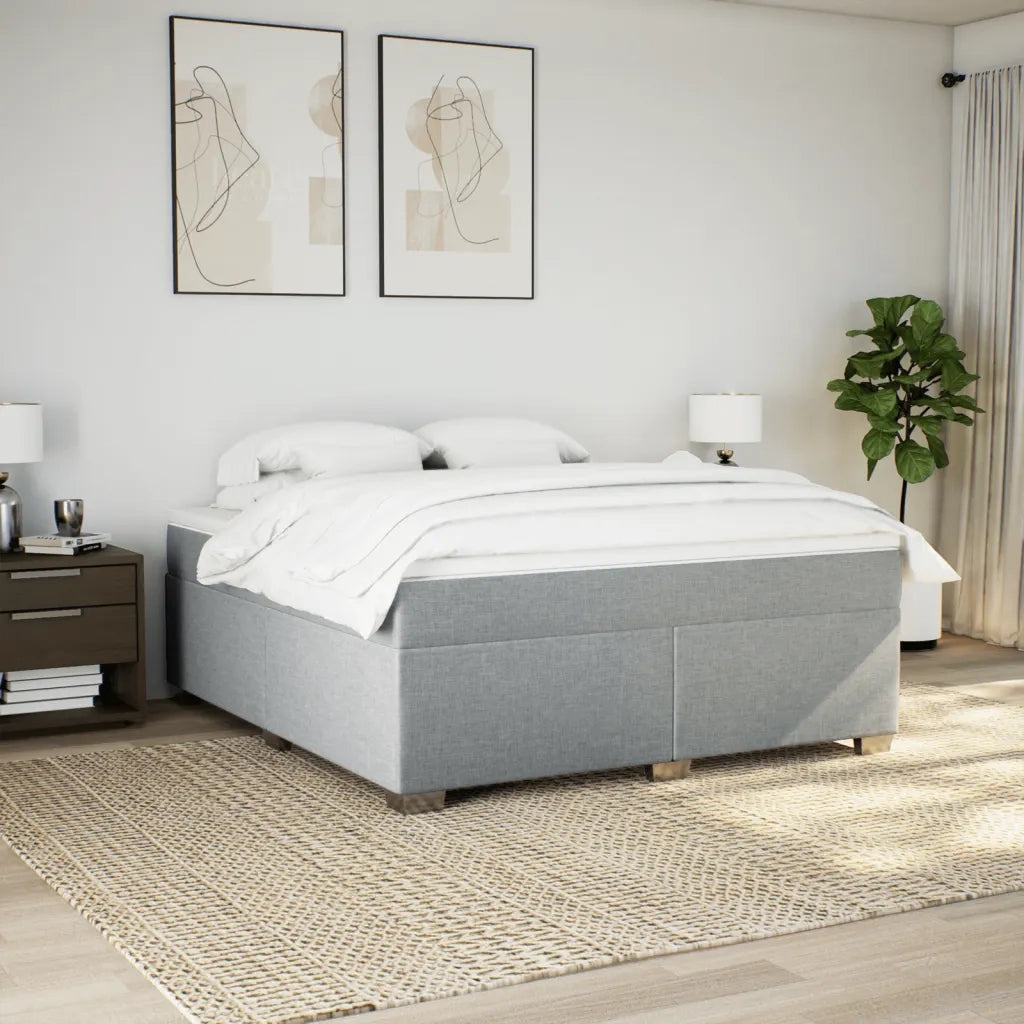 Giroletto a Molle con Materasso Grigio Chiaro180x200 cm Tessuto