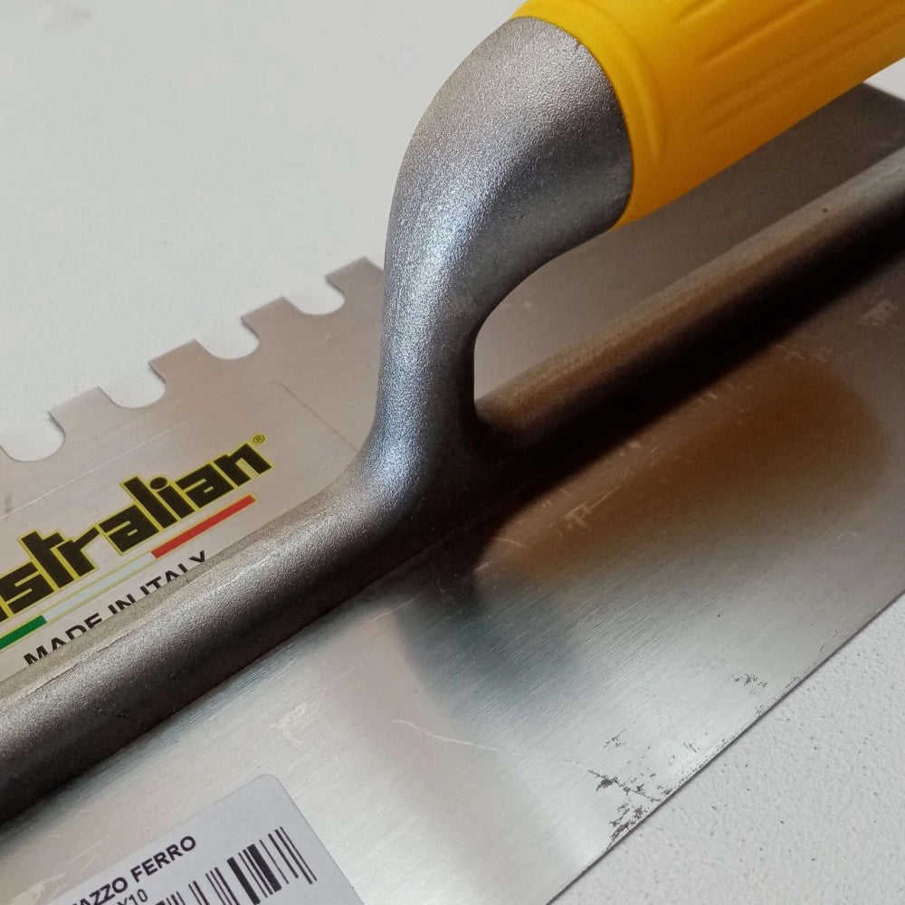 Australian 28x12cm dente 10x10mm destro frattone frattazzo dentato in ferro per colla