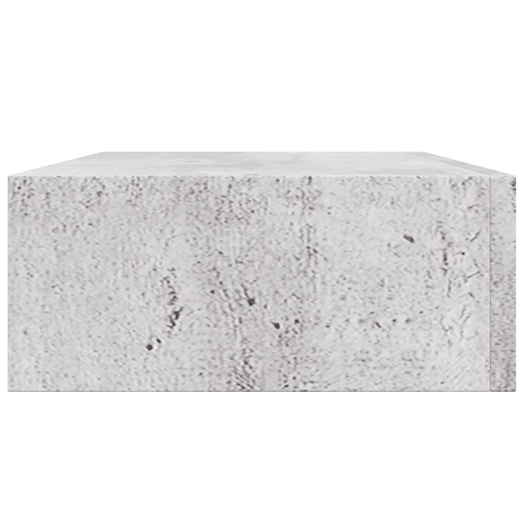 Scaffale con Cassetti da Parete | Mensola sospesa Grigio Cemento 40x23,5x10cm MDF