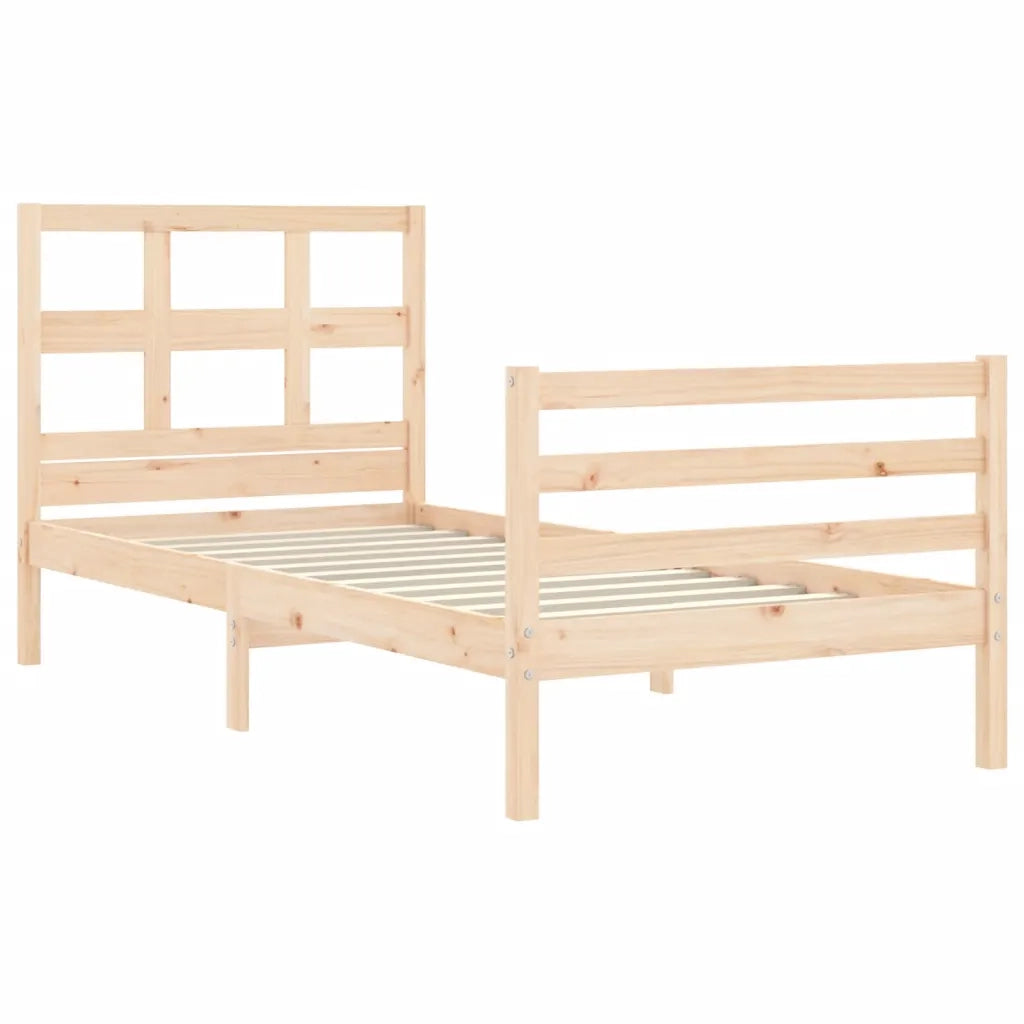Giroletto con Testiera Single-Struttura Letto in Legno Massello 501035