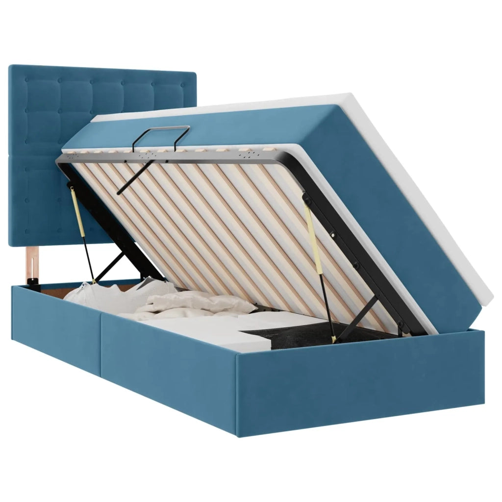 Letto con contenitore e materasso Blu Scuro 100 x 200 cm