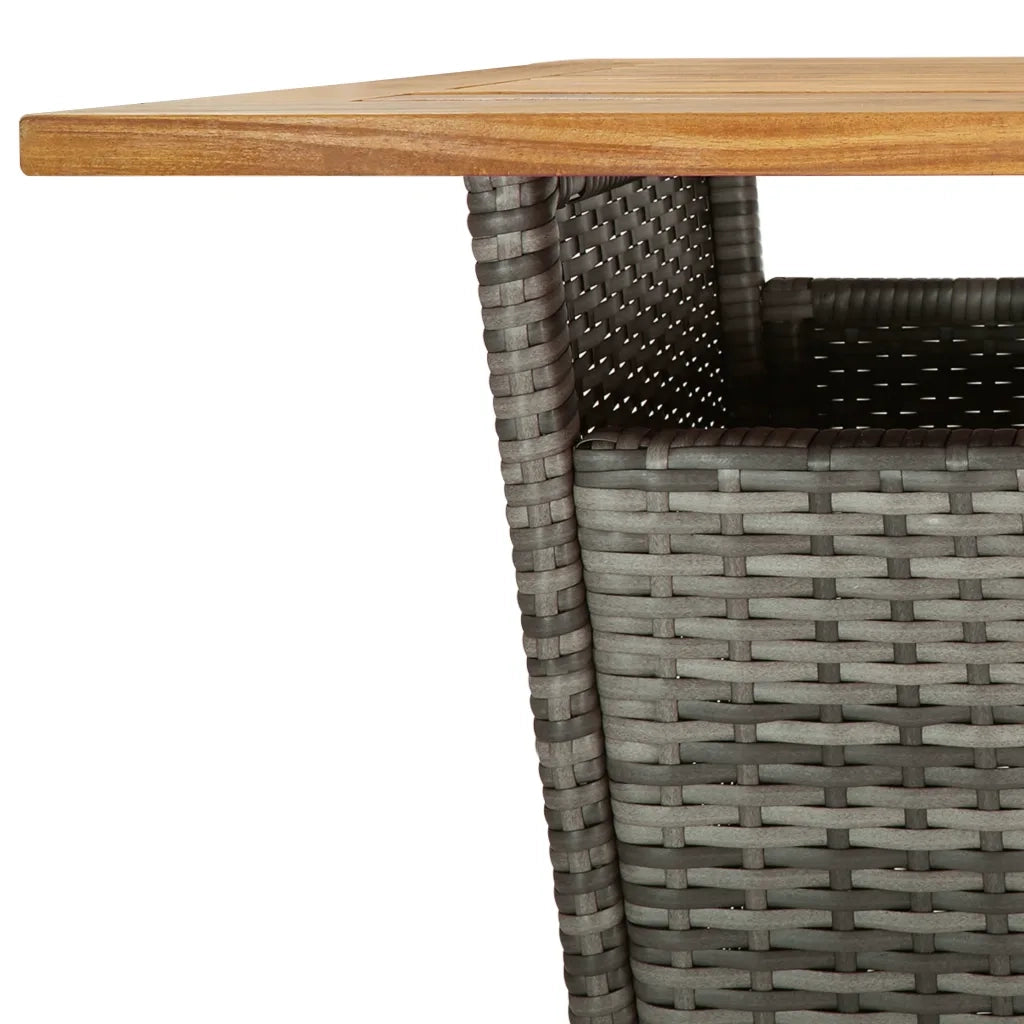 Set Bar da Giardino 5 pz con Cuscini in Polyrattan Grigio