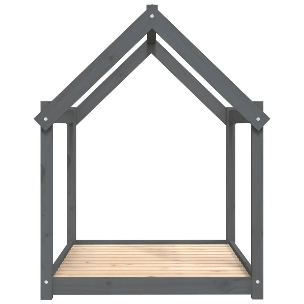 Cuccia per Cani Grigia 111x80x100 cm in Legno Massello di Pino 822219