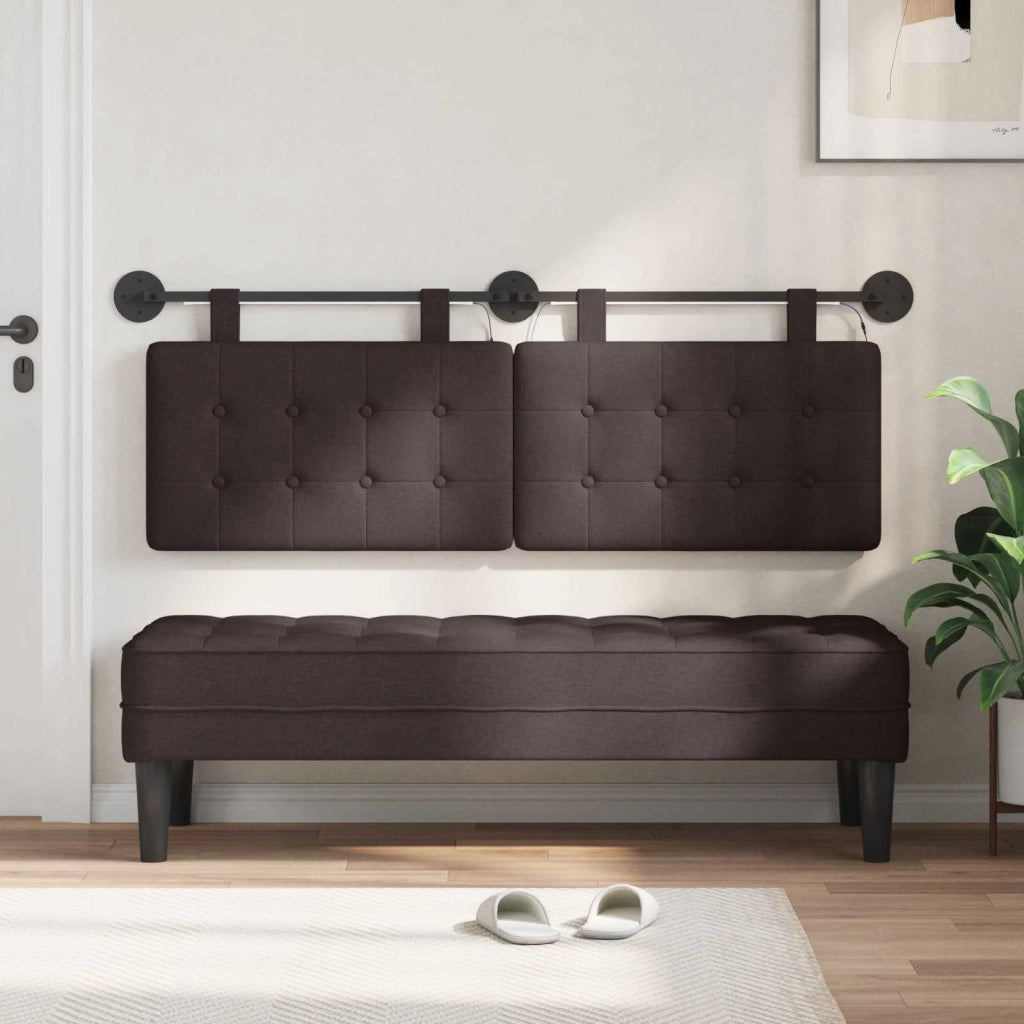 Testiera sospesa Con luce LED Marrone Scuro Tessuto