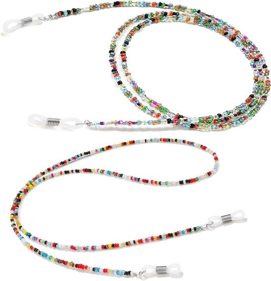 Set di 2 bende per occhiali e catenine con perle - Custodia elegante per occhiali in diverse colori - Accessori per occhiali antiscivolo