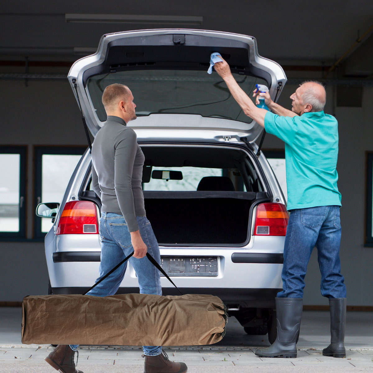 Sedia pieghevole da campeggio, Sedia rotonda con cuscino porta bicchiere e borsa di trasporto Marrone-Sedie da esterno