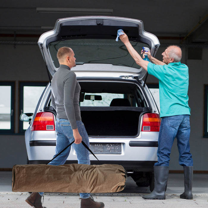 Sedia pieghevole da campeggio, Sedia rotonda con cuscino porta bicchiere e borsa di trasporto Marrone-Sedie da esterno