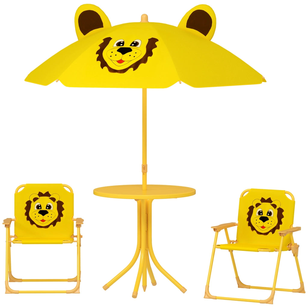 Set da Giardino per Bambini con Tavolino e 2 Sedie Pieghevoli ¨C zephmum ¨C Giallo