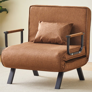 Poltrona Letto Reclinabile Chaise Lounge e Seduta Imbottita Convertibile Marrone