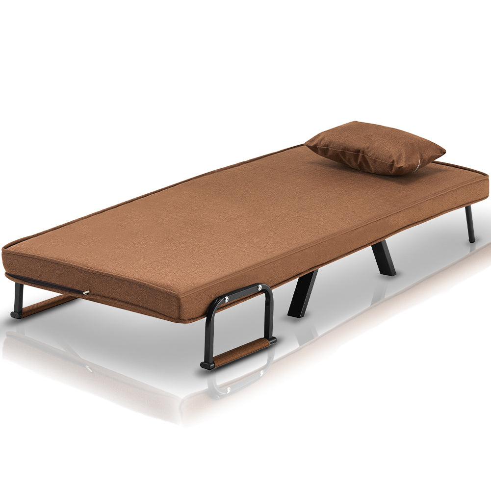 Poltrona Letto Reclinabile Chaise Lounge e Seduta Imbottita Convertibile Marrone