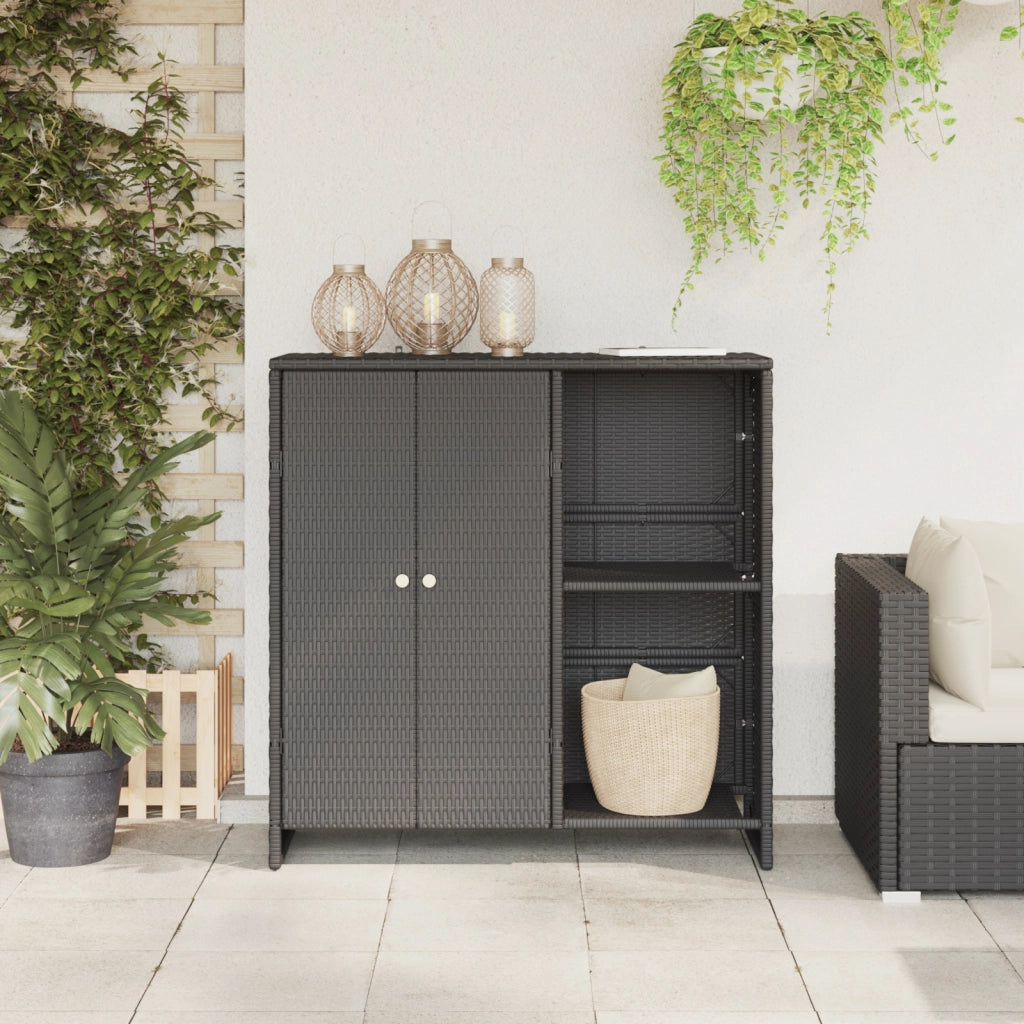 Armadio da Stoccaggio Nero 100x36x102 cm Rattan