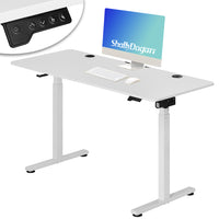 Scrivania Elettrica Regolabile Altezza 140x60x72-117cm Bianco Console di Comando