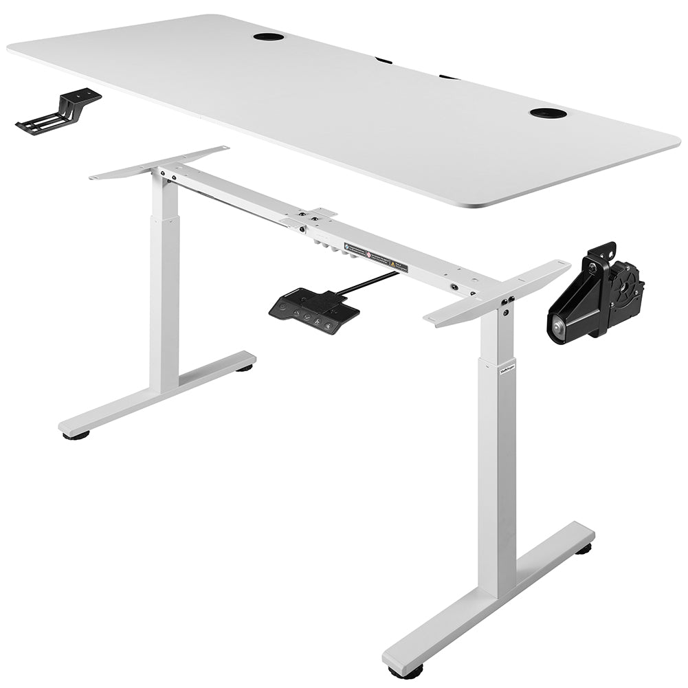 Scrivania Elettrica Regolabile Altezza 140x60x72-117cm Bianco Console di Comando