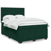 vidaXL Giroletto a Molle con Materasso Verde Scuro 140x200 cm Velluto