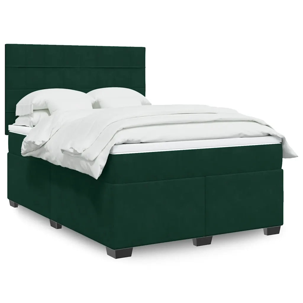 vidaXL Giroletto a Molle con Materasso Verde Scuro 140x200 cm Velluto