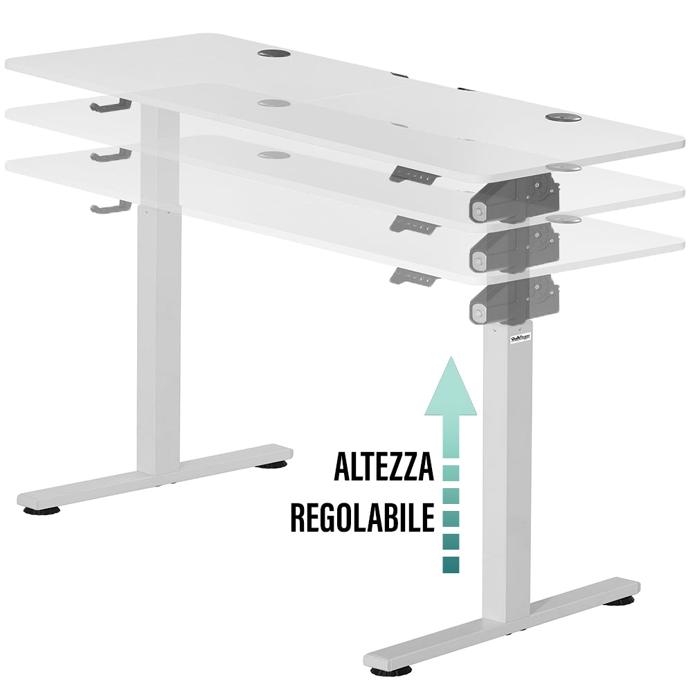 Scrivania Elettrica Regolabile Altezza 140x60x72-117cm Bianco Console di Comando