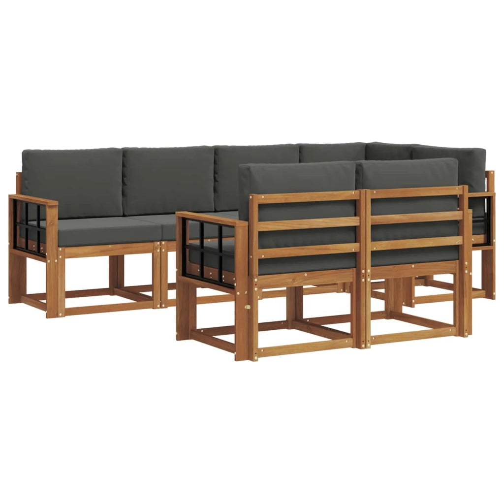 Set di divani da esterno con cuscino 7 pcs Naturale e Antracite