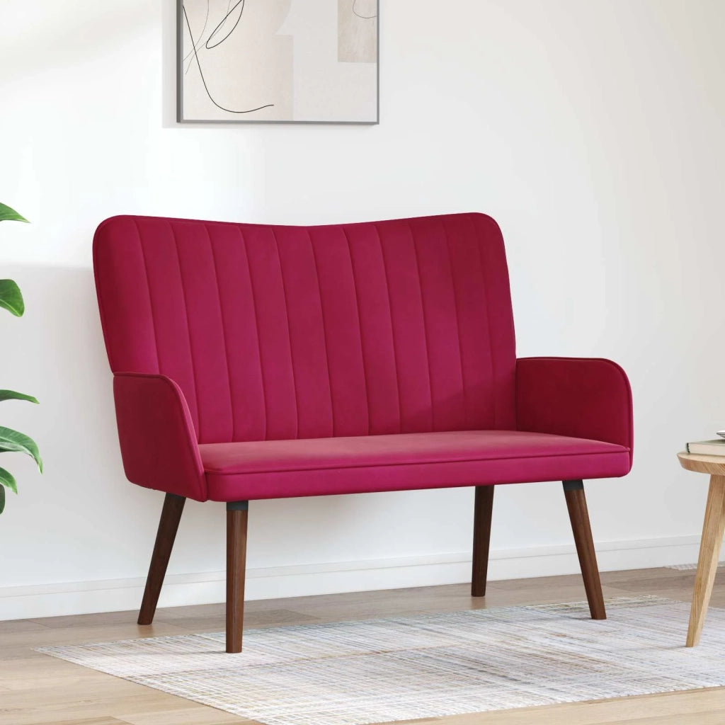 Sofa a Due Posti Rosso vino 115 x 61 x 87 cm Velluto