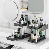 Set 2 Organizer Sottolavello Nero Bagno Cucina Cassetto Scorrevole Salvaspazio