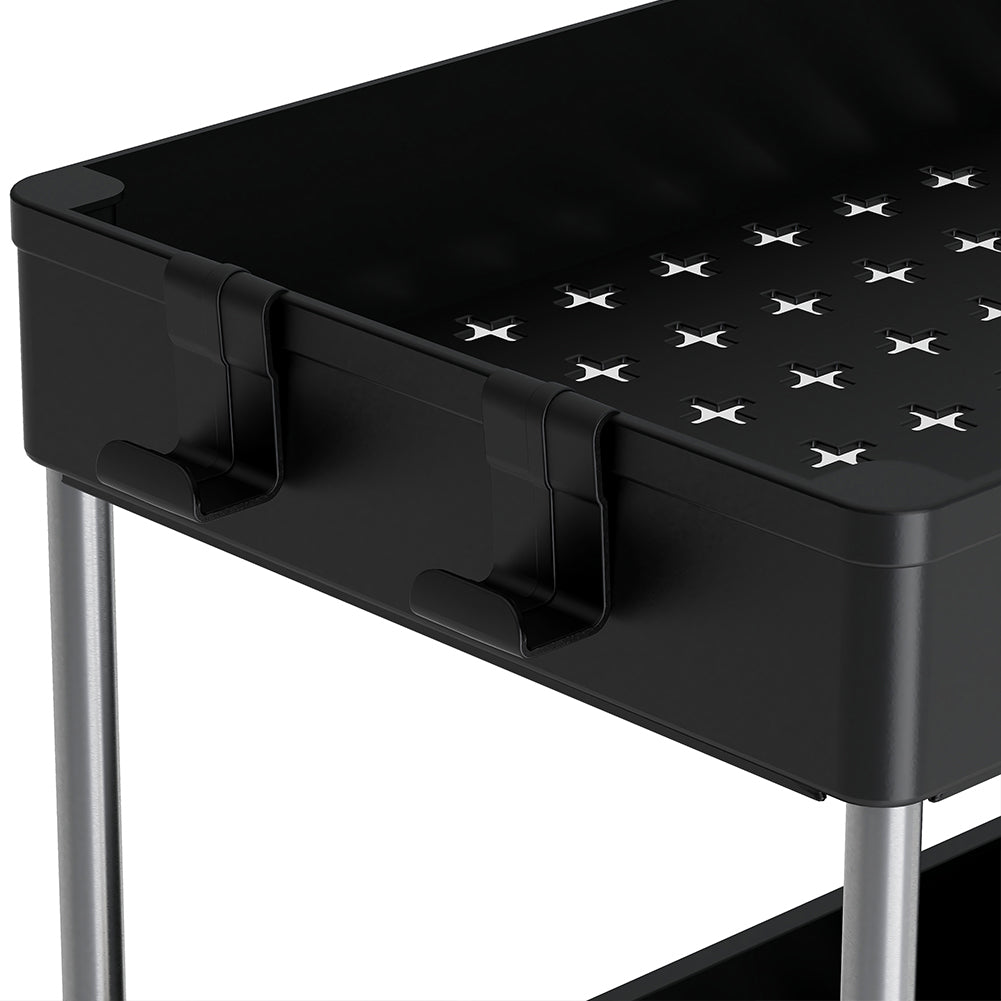 Set 2 Organizer Sottolavello Nero Bagno Cucina Cassetto Scorrevole Salvaspazio