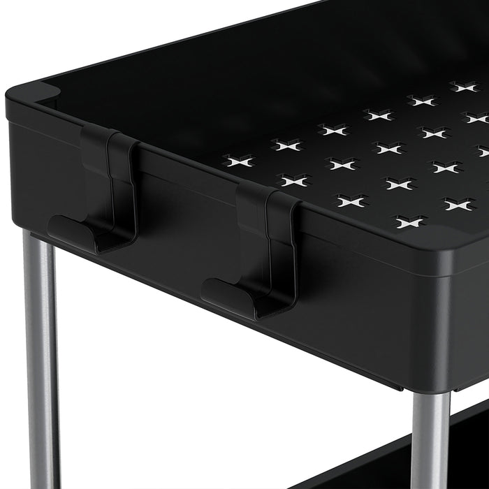 Set 2 Organizer Sottolavello Nero Bagno Cucina Cassetto Scorrevole Salvaspazio