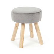 Set di 2 Sgabelli Rotondi in Velluto con Gambe in Legno - MIREILLE