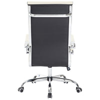 Sedia da Ufficio in Simil Pelle Beige Poltrona Scrivania Girevole Base Cromata